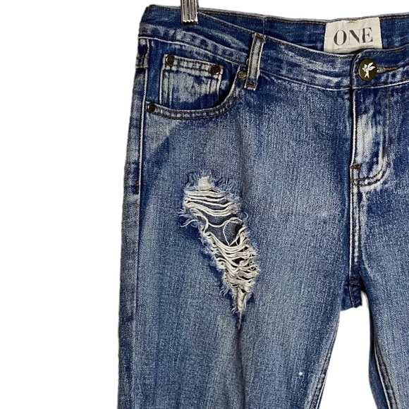 One by One Teaspoon Awesome Baggies Distressed Mid Rise Tapered Leg Jeans 29 - Picture 6 of 16
